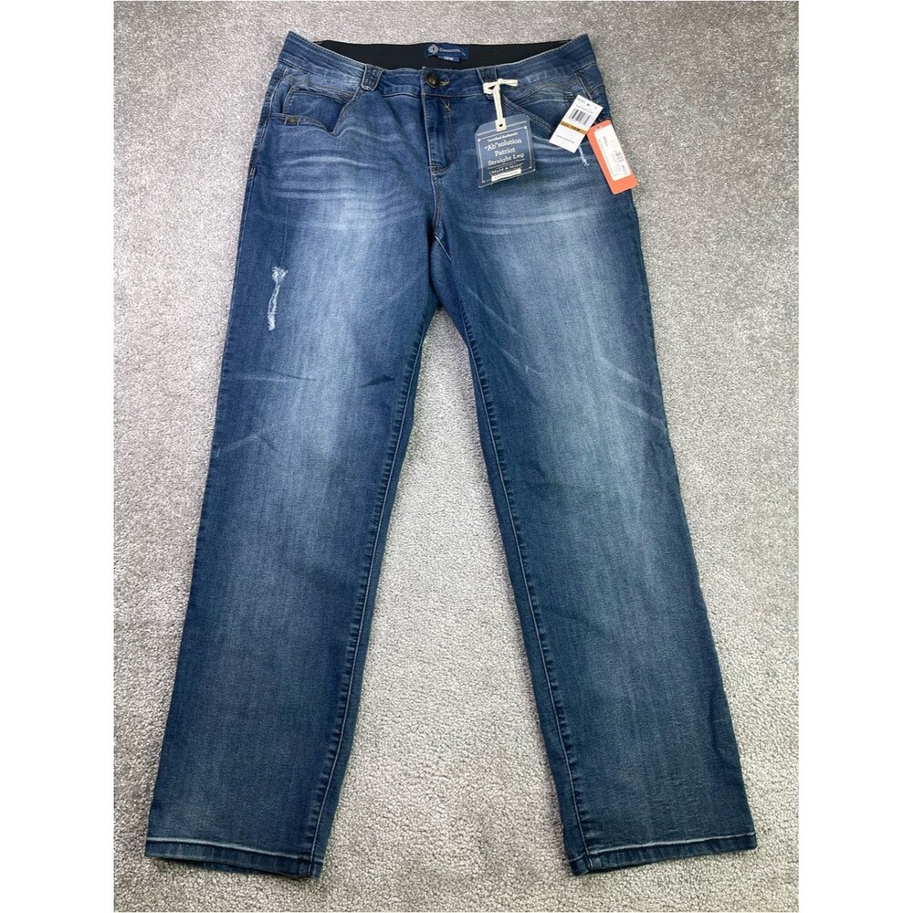 Democracy Jeans Women’s 16W Blue Straight High Rise Distressed Whiskering